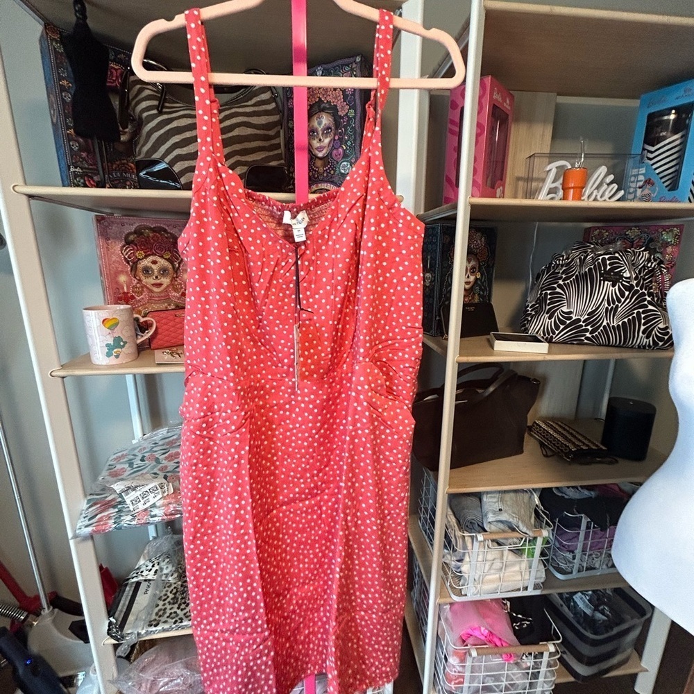 41 Hawthorn Coral and White Polka Dot Dress size 2X NWT